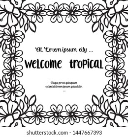 Isolated on a white background, writing welcome tropical, for greeting card, posters, banner. Vector