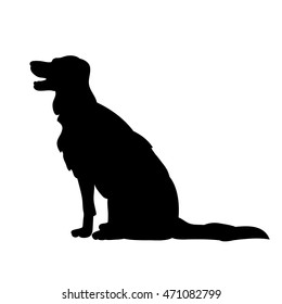 isolated on a white background,the silhouette of a dog sitting