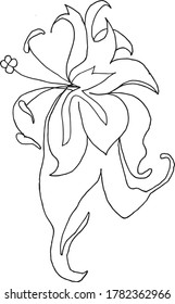 Isolated on white BIG FLOWER . Black and white. Vector EPS 10. Hand drawn. Use for print on textiles, dishes, , postcard, wallpaper, books, decor, tatto, wrappers, design, gift.