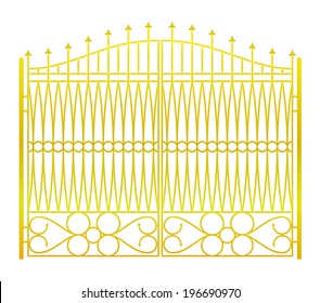 isolated on white closed golden gate fence vector illustration