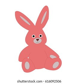 Isolated on white. Easter Bunny. Pink Rabbit. Element decor of the Easter greeting card