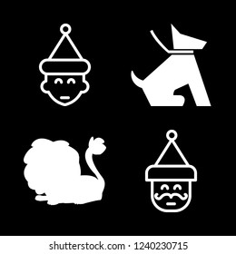 isolated on white icon set about sitting dog, lion and elf vector set