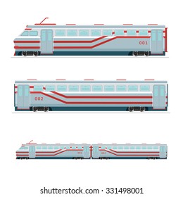 Isolated on white passenger train model. Transportation design.