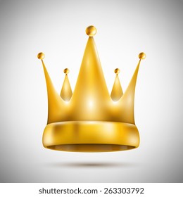 Isolated on White Pentagonal Golden Crown. Vector Illustration.