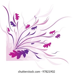 isolated on white, possibility to edit, all parts closed. Abstract vegetative landscape on an autumn theme in purple, violet tones