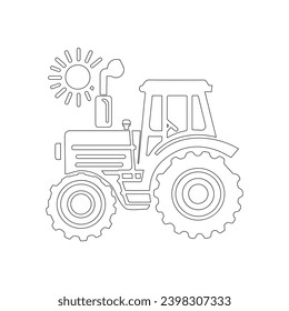 
Einzeln auf Weiß, Traktorsymbol, Umrisssymbol, lineares Piktogramm. Illustration eines Symbols oder Logos
