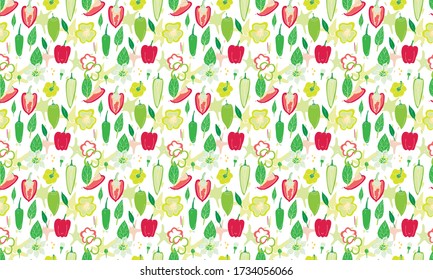 Isolated on white vector bell pepper salad background