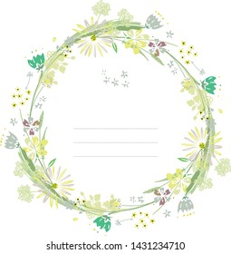 Isolated on white vector of floral summer sunny circle hand drawn tangle with camomile flowers