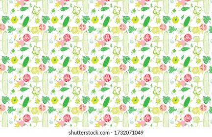 Isolated on white vector seamless vegetable salad background