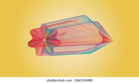 Isolated on a yellow background. Geometric shape made of red and blue colors. Vector art. Adobe illustrator EPS 8