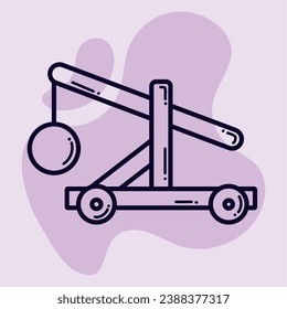 Icono de onager aislado Vector de arma medieval