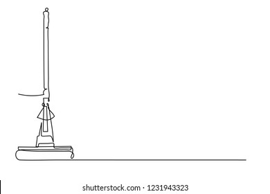 Isolated one line design of mop for cleaning service or housewife's.  Trend art