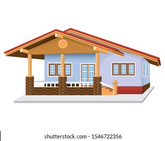 isolated One story house on white background