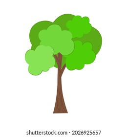 Isolated one tree on a white background. Vector flat illustration. Can be used to illustrate any nature or healthy lifestyle topic. 