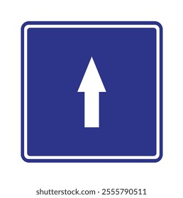 Isolated one way arrow direction traffic blue round circle shape traffic sign label
