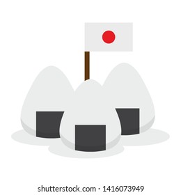 Isolated onigiri with a flag of Japan. Traditional japanese food - Vector