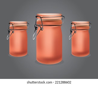 Isolated Opaque Orange Glass Mason Jar For Spice Storage