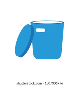 Isolated open bin  for garbage. Icon office element in flat style. Using trash can sorting  rubbish in office. Environment protection, reduce Earth pollution. Vector Illustration