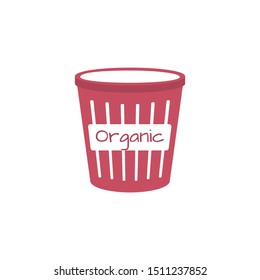 Isolated open bin  for garbage. Icon office element in flat style. Using trash can sorting  organic rubbish in office. Environment protection, reduce Earth pollution. Vector Illustration