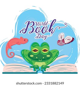 Isolated open biology book with animal icons Vector
