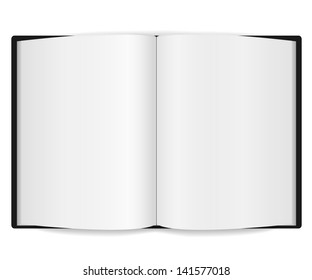 Isolated open book with blank pages.  Vector illustration.