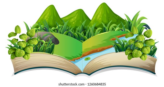 Isolated open book nature theme illustration