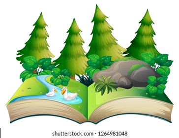 Isolated open book nature theme illustration