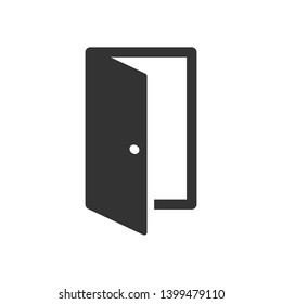 Isolated open door icon in black
