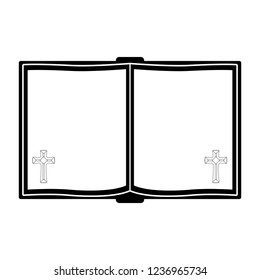 Isolated open holy bible silhouette. Vector illustration design