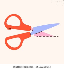 Isolated open scissors symbol. Scissors cutting paper,scissoring, shear concept.kid scissors sign.Hand drawn Vector illustration EPS 10