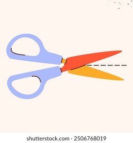 Isolated open scissors symbol. Scissors cutting paper,scissoring, shear concept.kid scissors sign.Hand drawn Vector illustration EPS 10