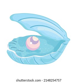 Isolated open sea shell with a perl Vector