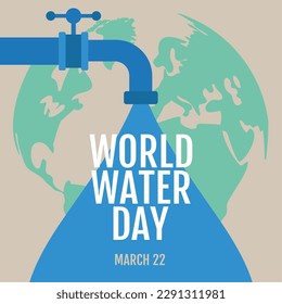 Isolated open water faucet World water day Vector