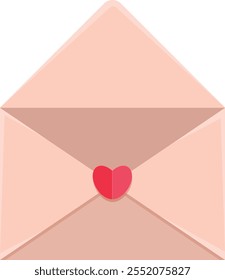 Isolated opened envelope with heart in flat style. Love letter template. Valentine's Day letter template