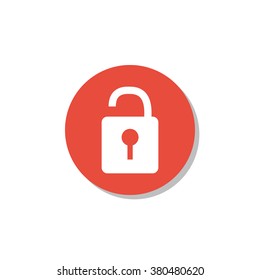 isolated opened lock icon on decorated background