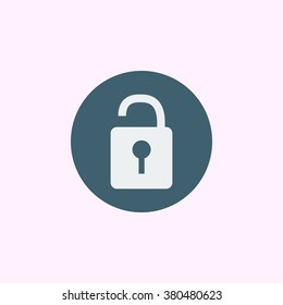 isolated opened lock icon on decorated background