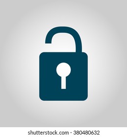 isolated opened lock icon on decorated background