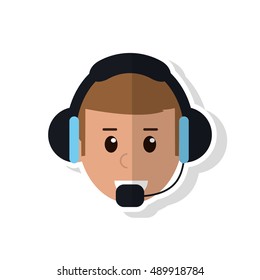 Isolated operator man with headphone design