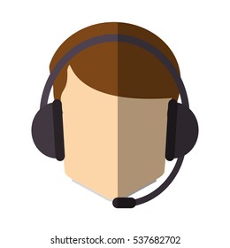 Isolated operator man with headphone design