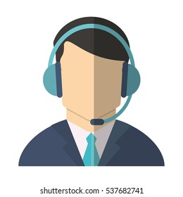 Isolated operator man with headphone design
