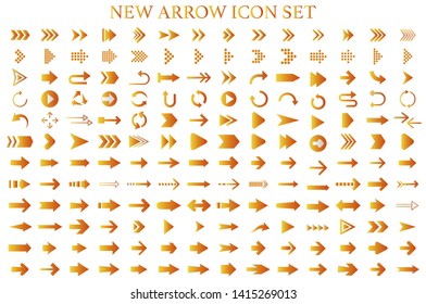 Isolated orange arrow vector icons set. Arrows icon collection for web, mobile app. Arrow vector download icon set. Arrows vector curve flat collection. Application digital button illustration 