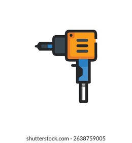 Isolated orange and blue jackhammer on a White Background