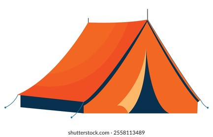 Isolated orange camp tent in flat style. Summer camp