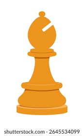 Isolated Orange Chess Bishop Piece on White Background in Simple Flat Vector Graphic