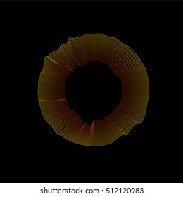 Isolated orange color abstract round shape drapery logo. Wavy texture logotype. Unusual crumpled icon. Vector illustration