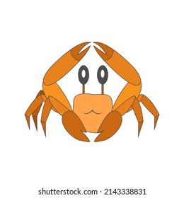 Isolated orange crab animated animals jungle vector illustration