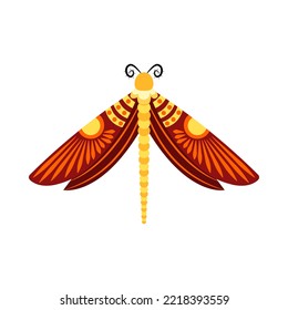 Ilustración vectorial de libélula anaranjada aislada