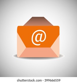 Isolated orange envelope with at email sign on the envelope