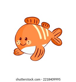 Isolated orange fish silhouette draw vector illustration