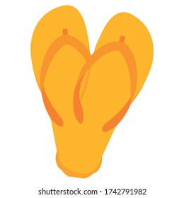 Isolated orange flip flops over a white background - Vector